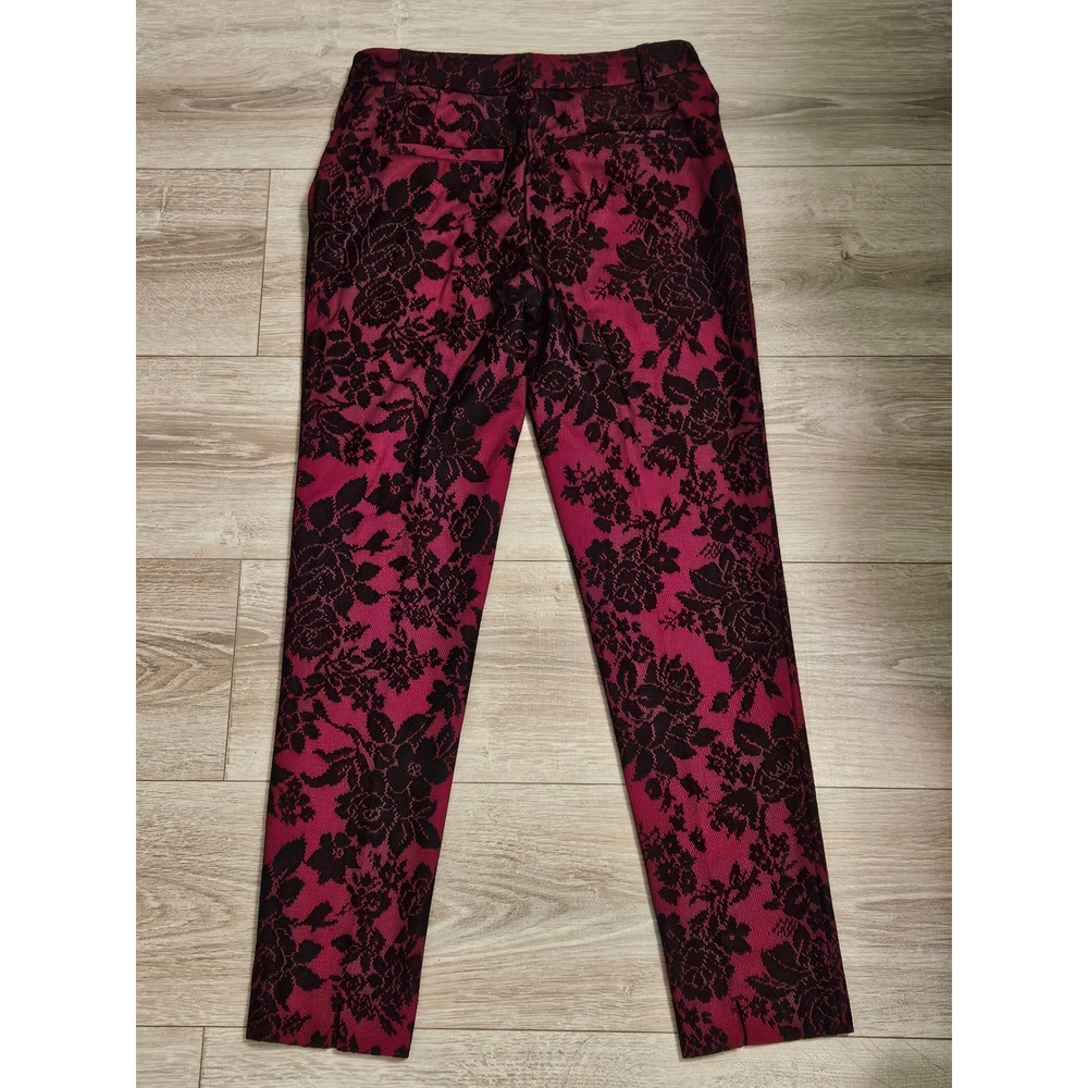 White House Black Market Pink Black Floral Lace Ankle Pants 00 Magenta Gothic - Picture 3 of 11